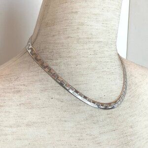 Sterling Silver 925 Italy Geometric Greek Key 6MM Herringbone Chain Necklace 16"